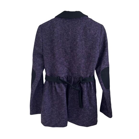 Nanette Lepore Wool Blend Purple Tweed Blazer Twee Academia Preppy Elbow Patch 2 - Picture 9 of 9